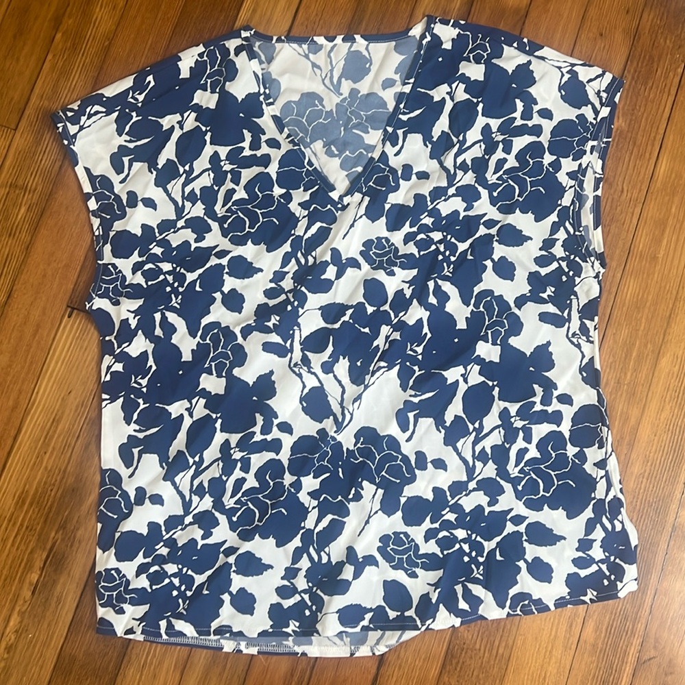 Blue floral blouse